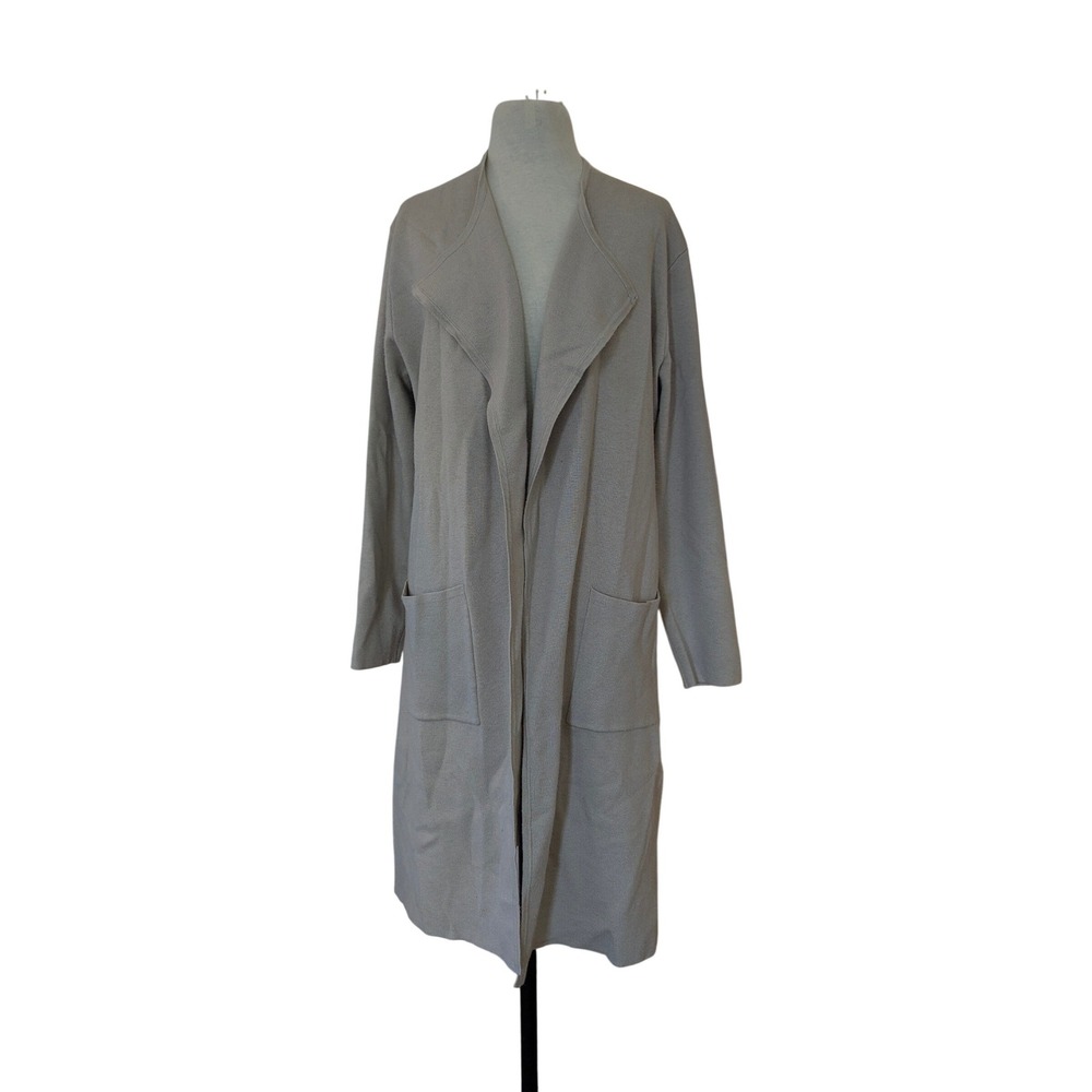 Lillusory‎ Cardigan Women M Tan Open Front Knit Longline Duster Casual Sweater